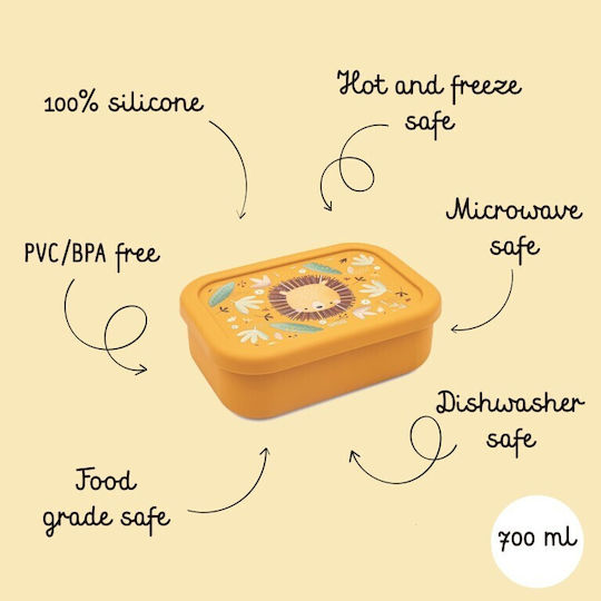 Sassi Junior Lion Παιδικό Σετ Φαγητού από Σιλικόνη 0.65lt Κίτρινο