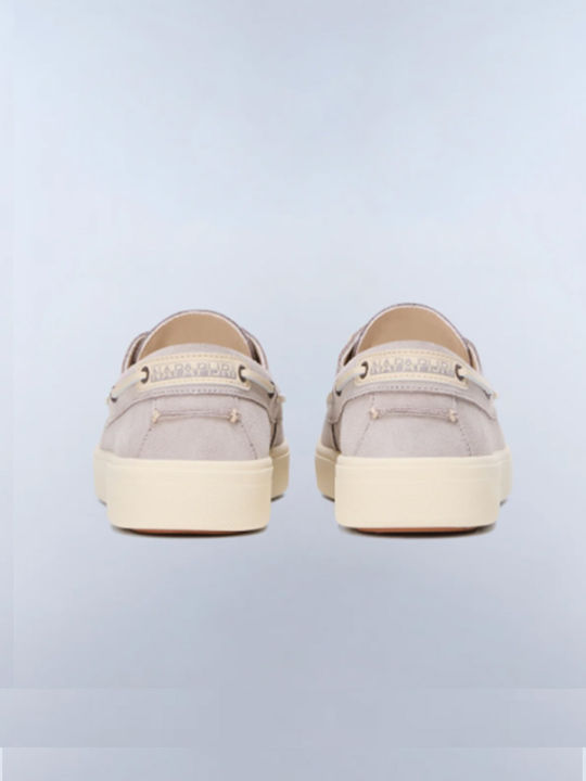 Leather Men's Moccasins in Gray Colour