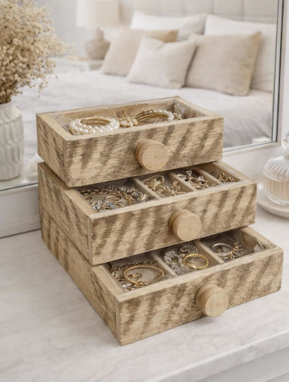 JK Home Decoration Planter Wooden Beige 24x14x14cm.
