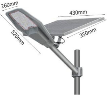 Led Street Solar Light 100W 1150lm with Photocell and Remote Control IP67 150cmx70cmcm