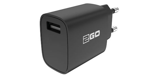 2GO Φορτιστής με Θύρα USB-A και Καλώδιο Lightning 15W Μαύρος (797257)