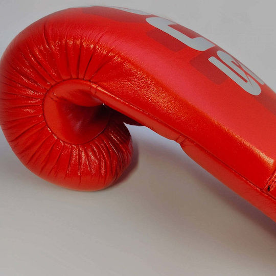 Olympus Sport Leather Boxing Gloves for Competition Red
