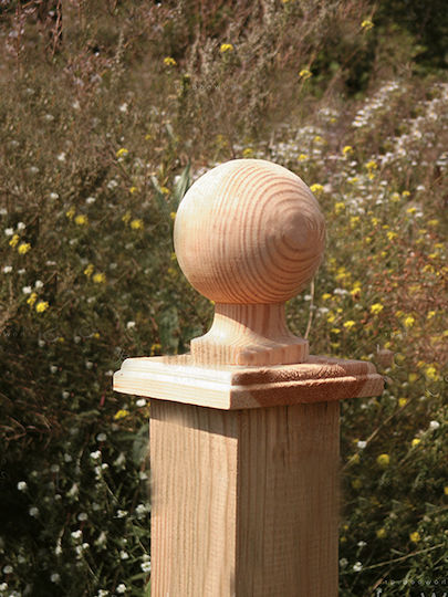 Showood Νο 7 Handlauf für Gartenzaun Ball mit Hals aus Holz 1Stück