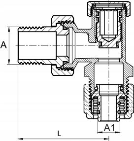 Pex Angle Return Radiator Valve 16x1/2