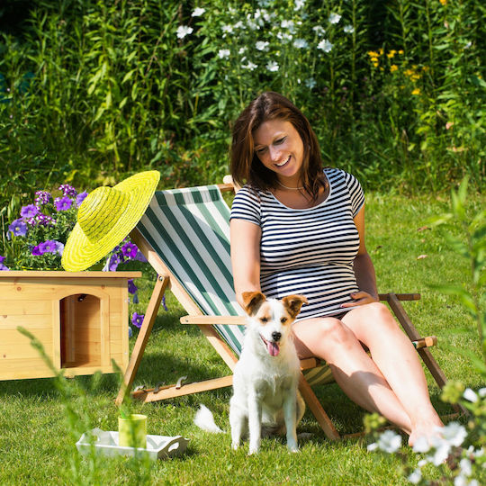 Relaxdays Wooden Dog Kennel Hinges Light Brown Black 58x58x86 Cm