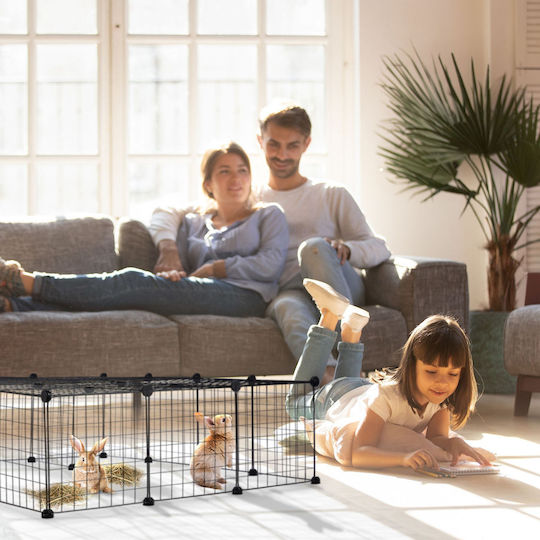 Relaxdays Cușcă Tineret Pentru Animale Mici 29 Piese Negre 72x110x145 Cm
