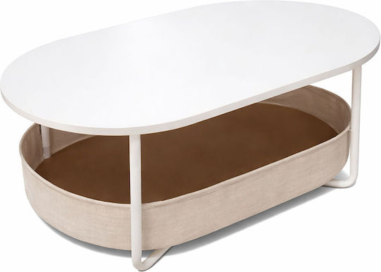 Οβάλ Κεντρικό Τραπεζάκι Ξύλινο Beige Μ100xΠ45xΥ55εκ.