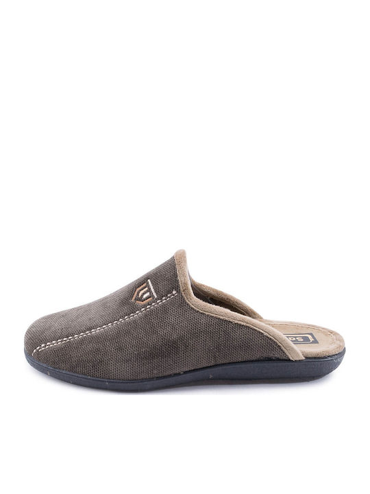 Leather Winter Men's Green Slippers