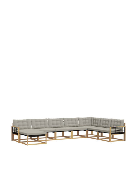 Wooden Outdoor Corner Sofa With Cushions 406x247.5x73cm
