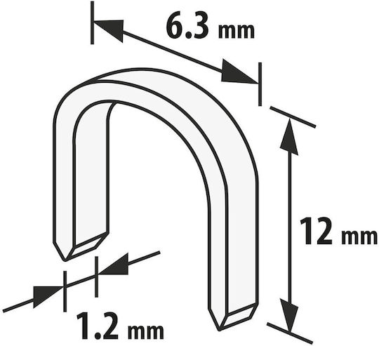 Capse Metalice Tip U Set 1000 Bucăți 1.2 X 6.3 X 12 Mm
