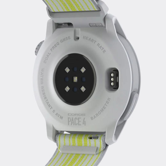 Coros Pace 4 43mm Waterproof Smartwatch with Heart Rate Monitor White Nylon Band