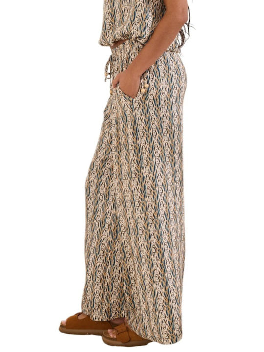 Women's High Rise Pantaloons with Rubber Band Leopard Cream