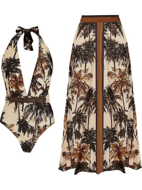 Costum De Baie Întreg Floral Tropical