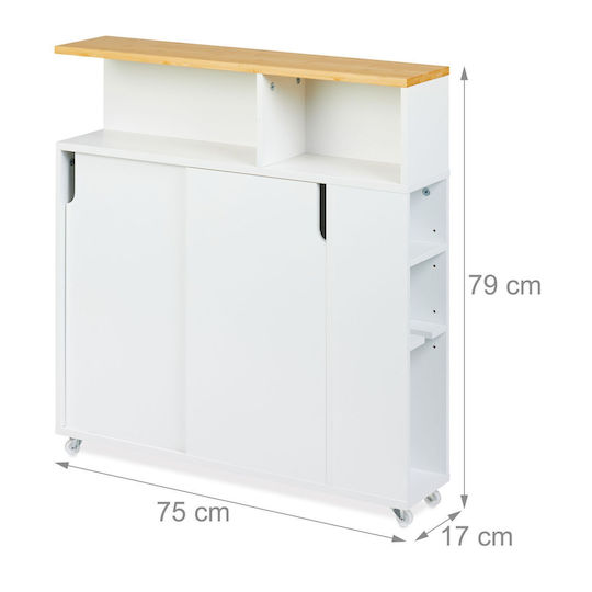 Relaxdays Dulap De Baie 75x17x79cm Lemn Natural