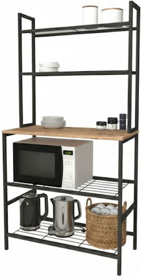 Megapap Mulligan Lebensmittelregal Metallisch 5 Ebenen Schwarze 81x40.5x160cm