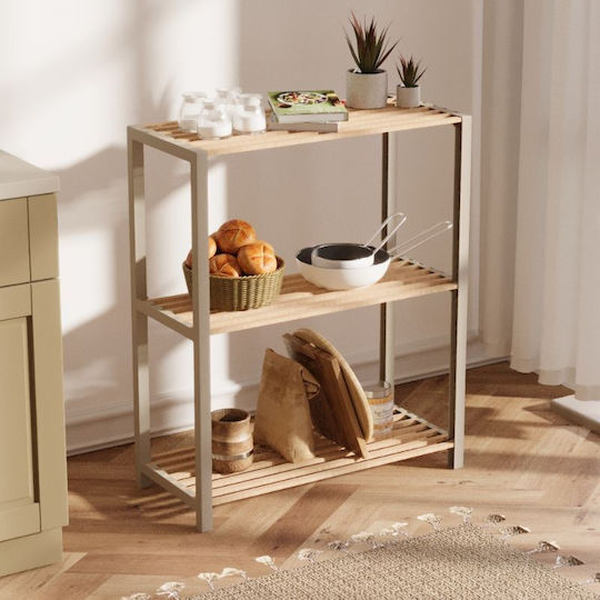FixWood Wooden Kitchen Rack 3 Tiers Beige 65x29x78cm