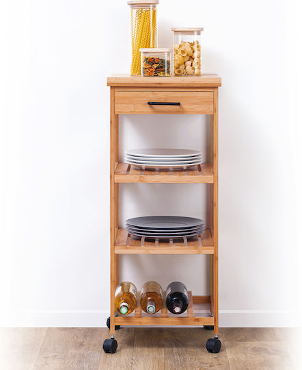 5Five Linha Τρόλεϊ Κουζίνας Ξύλινο 5 Θέσεων Μπεζ 38x37x90cm