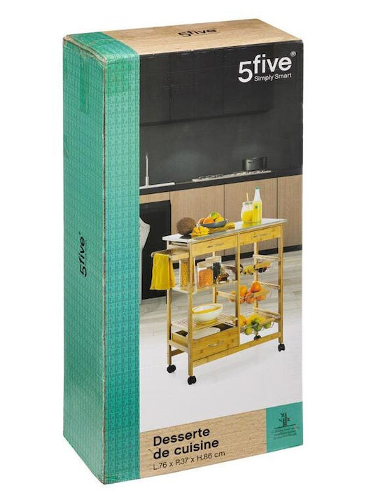 5Five Τρόλεϊ Κουζίνας Ξύλινο 8 Θέσεων Καφέ 76x37x86cm