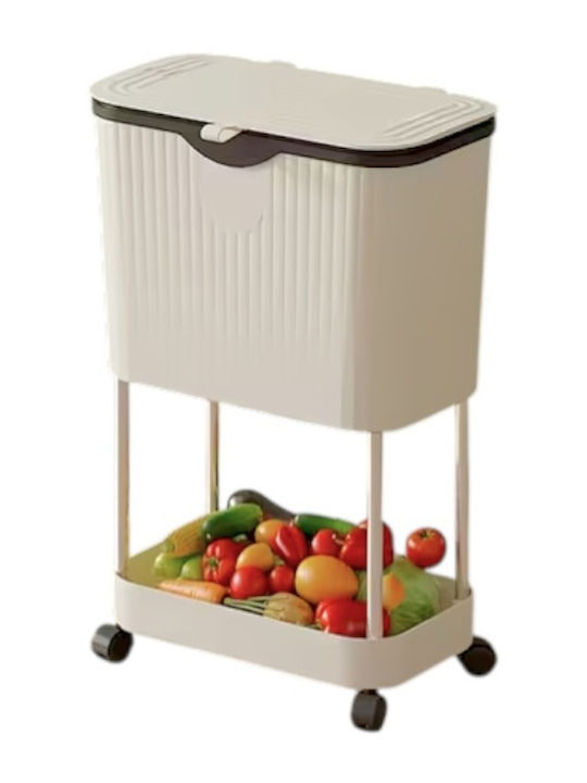 Plastic Kitchen Trolley 2-Tier White 29x20x53cm