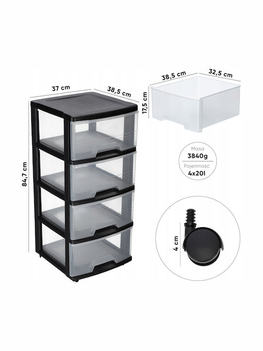 Curver Kitchen Rack Plastic 4 Tiers Black 37x39x80.5cm