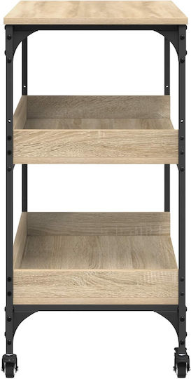 vidaXL Wooden Kitchen Trolley 3 Tiers Brown 60x41x80.5cm