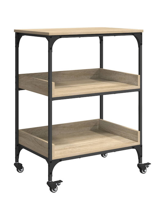 vidaXL Τρόλεϊ Κουζίνας Ξύλινο 3 Θέσεων Καφέ 60x41x80.5cm