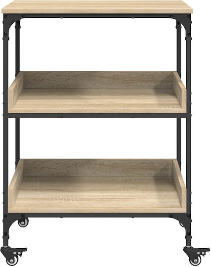 vidaXL Wooden Kitchen Trolley 3 Tiers Brown 60x41x80.5cm