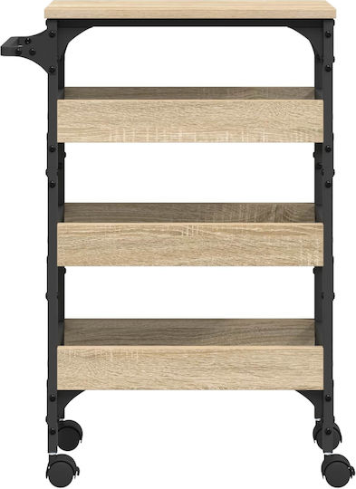 vidaXL Wooden Kitchen Trolley 3 Tiers Brown 53x20x76cm