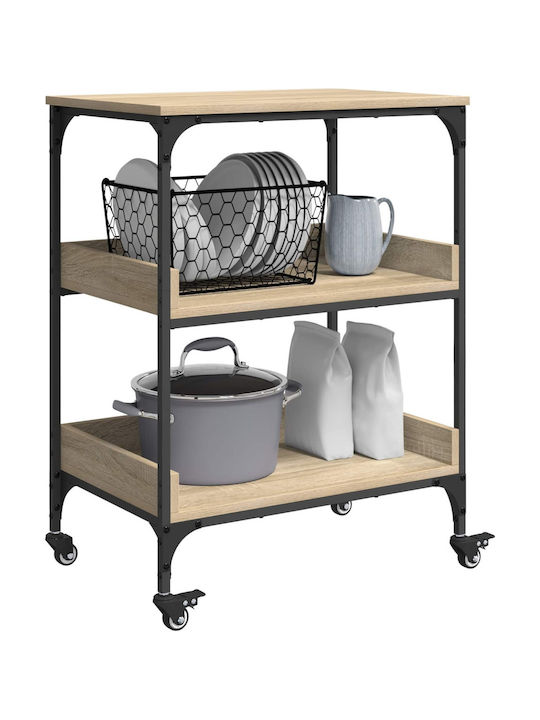vidaXL Τρόλεϊ Κουζίνας Ξύλινο 3 Θέσεων Καφέ 60x41x80.5cm