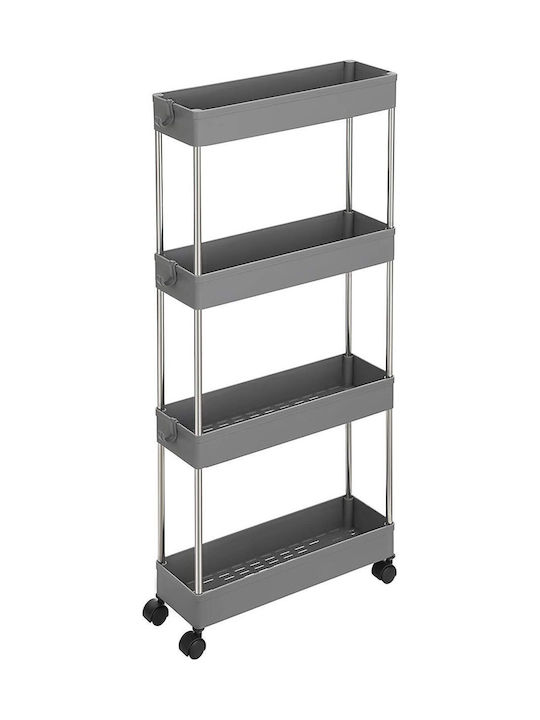Songmics Кухненско Тролей Пластмасов 4 Позиции Сив 42x13.5x87см