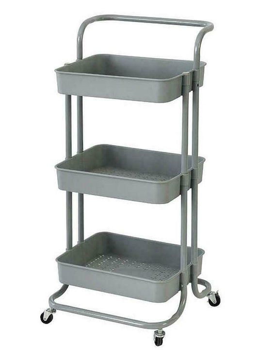 Ankor Metal Kitchen Trolley 3 Tiers Gray 43x36x86cm