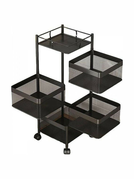 Next Metallic Kitchen Trolley 4 Tiers Black 27x27x78.5cm