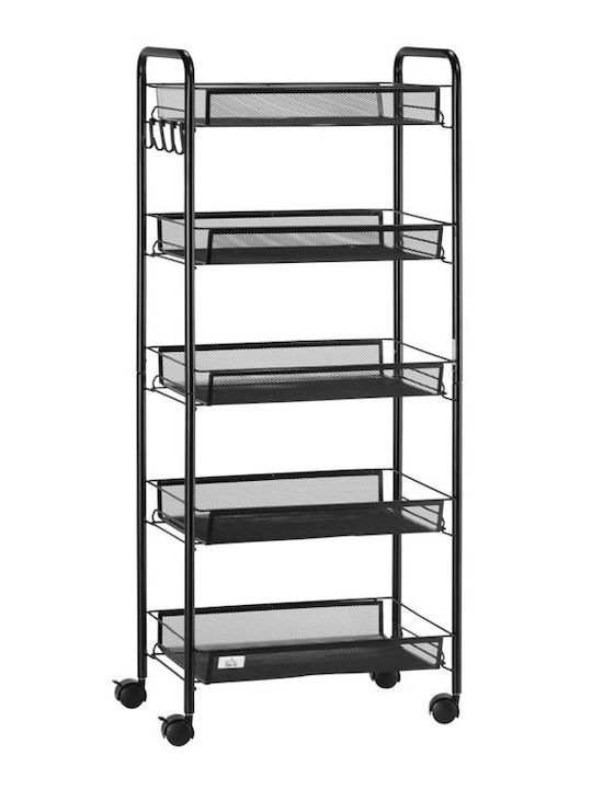 HomCom Metallic Kitchen Trolley 5 Tiers Black 45x26.5x106cm