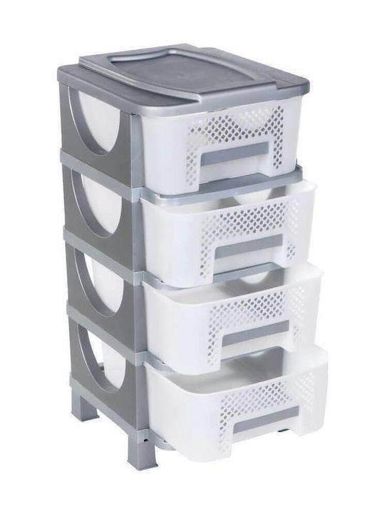 Homeplast Venus Perforated Plastic Drawer Unit 4 Tiers Gray 42x38x77cm