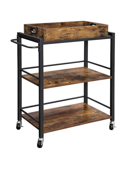 Vasagle Wooden Kitchen Trolley 3 Tiers Brown 65x40x86cm
