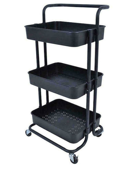 Ankor Metallic Kitchen Trolley 3 Tiers Black 43x36x86cm