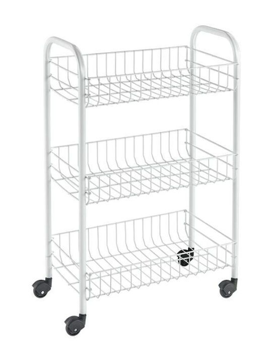 Metaltex Siena Kitchen Trolley Metallic 3-Tier White 41x23x63cm
