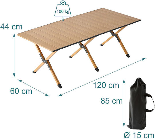 Relaxdays Masă Din Oțel Pentru Camping Pliabilă 44x120x60cm Gri