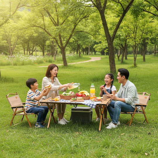 Relaxdays Tabel Oțel pentru Camping Pliabil 44x90x60cm Maro