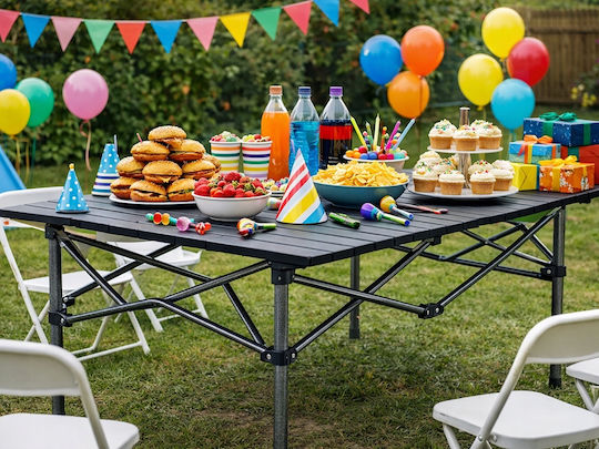 Τραπέζι Αλουμινίου για Camping Πτυσσόμενο 95x55x50cm Μαύρο