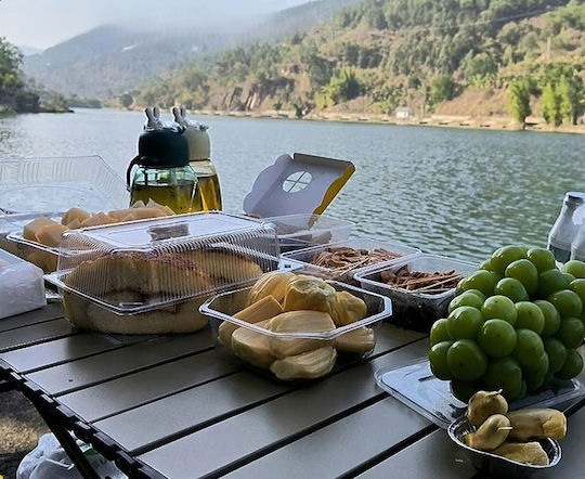 Τραπέζι Αλουμινίου για Camping Πτυσσόμενο 95x55x50cm Μαύρο