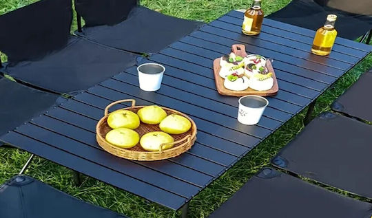 Τραπέζι Αλουμινίου για Camping Πτυσσόμενο 95x55x50cm Μαύρο