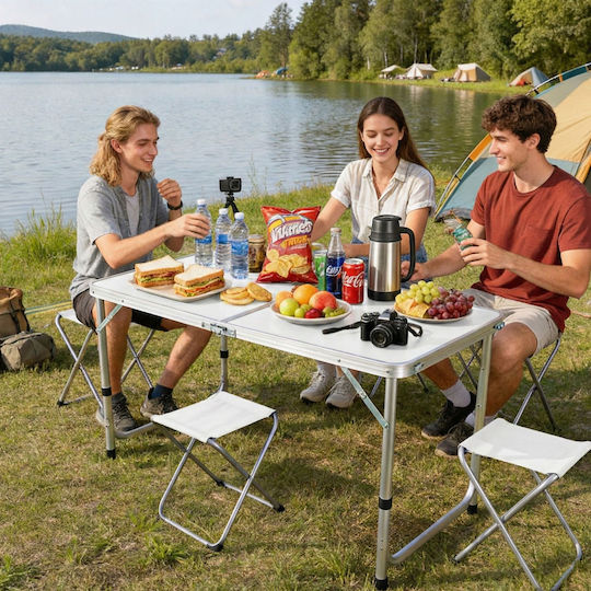 Relaxdays Relaxdays Campingmöbel Tischset aus Aluminium für Camping 71x120x60cm Weiß