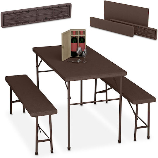 Relaxdays Сгъваем Комплект Маса За Къмпинг 73x61x120см 3 Бройки