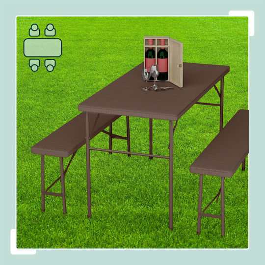 Relaxdays Сгъваем Комплект Маса За Къмпинг 73x61x120см 3 Бройки