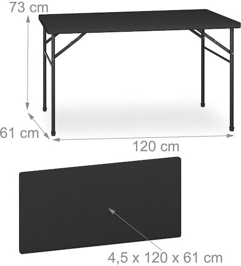 Relaxdays Σετ Τραπεζιού για Camping Πτυσσόμενο 73x61x120cm 3τμχ
