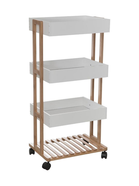 Wooden Kitchen Trolley 4 Tiers White 41x31x88cm