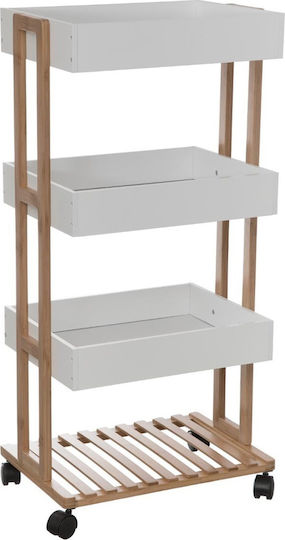 Wooden Trolley 4-Tier White 7-160850