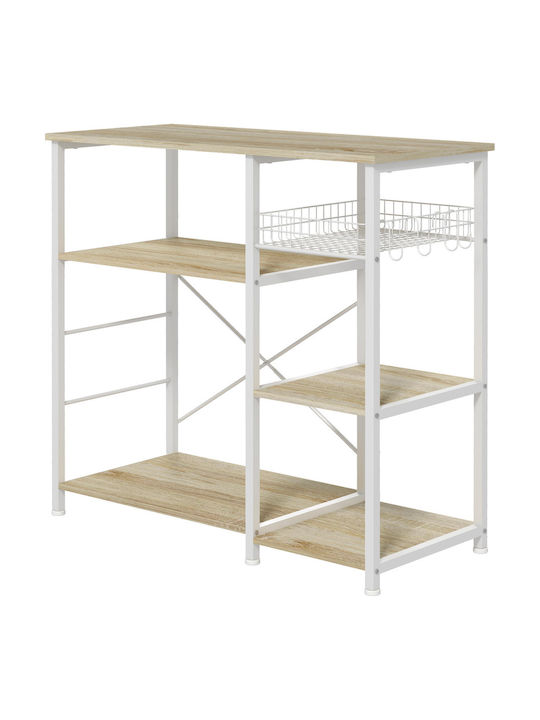 HomCom Raft De Bucătărie Din Lemn Capacitate 6 Alb 90x40x84.5cm