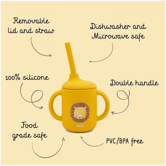 Sassi Junior Baby- und Kleinkindbecher mit Griffen und Strohhalm aus Silikon 120ml für 6 Monate+